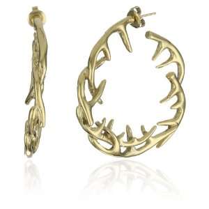    House of Harlow 1960 Gold Plated Antler Hoop Earrings Jewelry