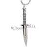 Mens Silver Army Knife Dagger Stainless Steel Pendant + Necklace 