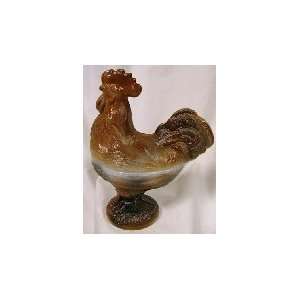   Standing Rooster Candy Dish Brown & Black Hand Painted