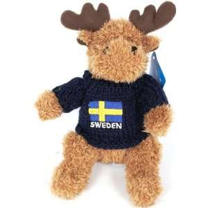  Plush 7 Swedish Moose with Blue Flag Sweater Toys 