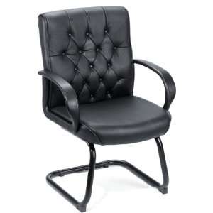  Boss Button Tufted Mid Back Guest Chair in Black: Office 