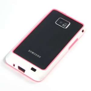  Pink + White / Plastic Bumper Case for Samsung Galaxy SII / S2 