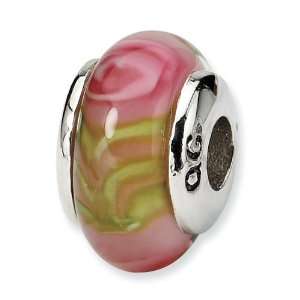   Sterling Silver Reflections Kids Pink Hand blown Glass Bead: Jewelry