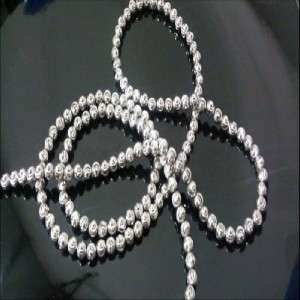10K Mens White Gold Moon Cut Beaded Chain Necklace 38 Long Franco 