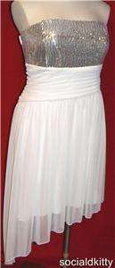   ~sexy~WHITE/SILVER~cocktail~SEQUIN~CHIFFON~formal~PARTY~wedding~DRESS
