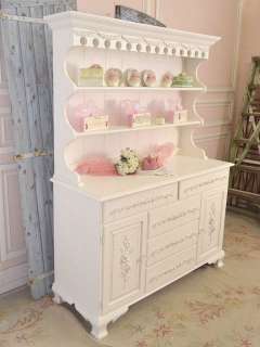 Shabby Cottage Chic White China Cabinet Hutch French  