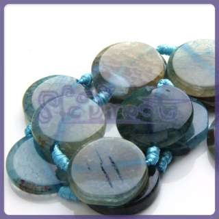 blue Dragon Veins Agate Round Gemstone Beads Strand  