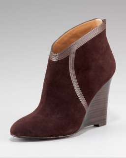 Almond Suede Wedge Bootie  