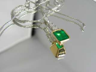 Estate 3.00ct Emerald Diamond Necklace Platinum & 18K Gold  
