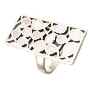  AM1283   Unique 925 silver Mother of Pearl Ring   UK Size 