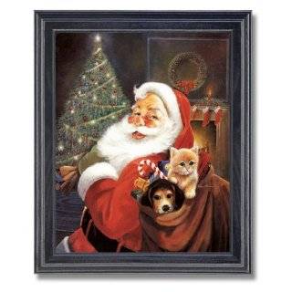 St Nick Santa Clause Christmas Cat And Dog Home Decor Wall Picture 