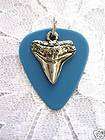 md blue guitar pick shark tooth charm pendant necklace returns
