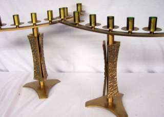 Antique Altar Candlestick Candelabra Set Pair Bronze  
