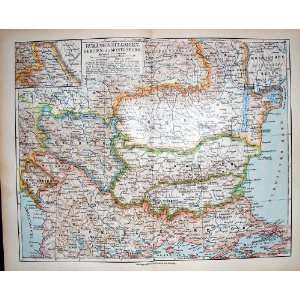 Meyers German Atlas 1900 Map Montenegro Serbien Sofia  