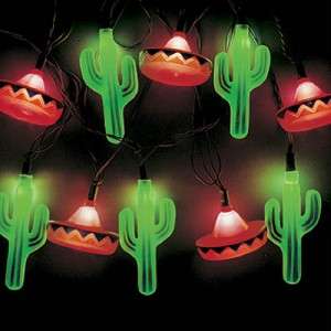 Sets Fiesta String Lights Sombrero Cactus Party Decor  