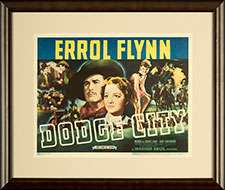 Dodge City 1939 Orig Lobby Card FRAMED RARE Errol Flynn  