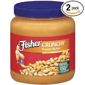Fisher Peanut Butter, Crunchy, 64 Ounce Packages (Pack of 2)  