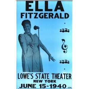 Ella Fitzgerald 14 X 22 Vintage Style Concert Poster