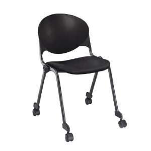   National Cinch Mobile Plastic Stacking Chairs, Black