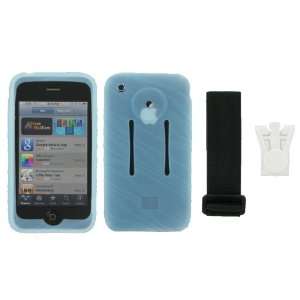  Apple iPhone 3G Blue Silicone Skin Case Cover Kit with 