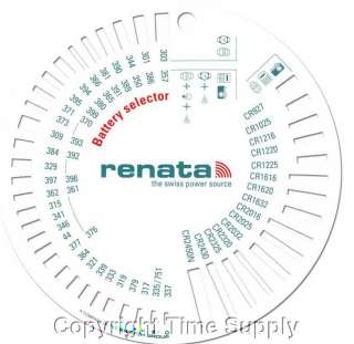 RENATA BATTERY SIZE SELECTOR / SIZE CHART FOR 1.5 & 3V  