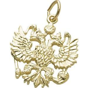   Charms Russian Imperial Eagle Charm, Gold Plated Silver Jewelry