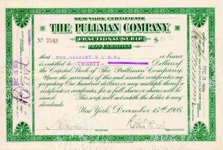 ROBERT TODD LINCOLN   STOCK CERTIFICATE SIGNED  