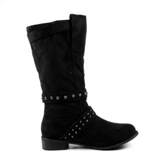 Ed Hardy Womens QUEBEC studded Boots Skull roses Black  