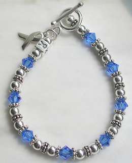Silver Child Abuse Awareness / colon cancer bracelet  