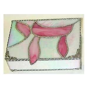  Pink Chai Judaica Stained Glass Jewelry Box   5 1/2 x 6 3 