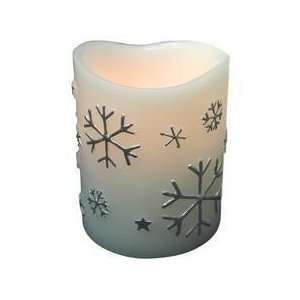  Realistic Looking Flickering Battery Snowflake Mint Candle 