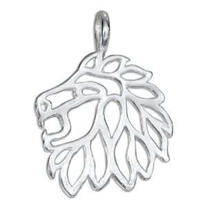  Sterling Silver Silhouette Lion Head Pendant.: Jewelry