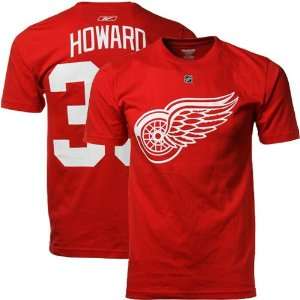   Red Wings #35 Jimmy Howard Red Net Number T shirt: Sports & Outdoors