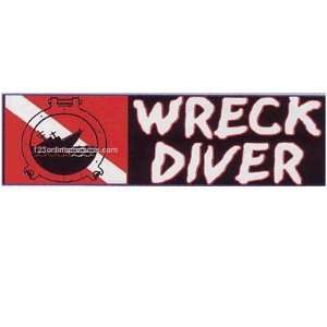  Wreck Diver Bumper Sticker with Dive Flag Image Sports 
