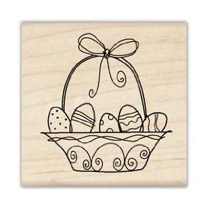  Mod Easter Basket Wood Mounted Rubber Stamp Office 