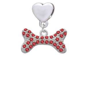   Swarovski Crystal Dog Bone European Heart Charm Dangle Bead [Jewelry