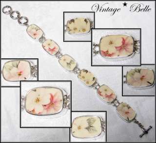 Broken China Jewelry Cherry Blossom Sterling Braclet 51  