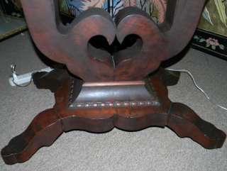 ANTIQUE EMPIRE FLAME MAHOGANY MARBLE TURTLE TOP TABLE  