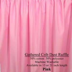    Pink Cribskirt, Gathered Dust Ruffle for Crib 15 inches long Baby