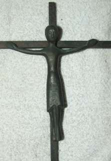 Antique Religious Art Nouveau Bronze Jesus Wall Crucifix, Artist 