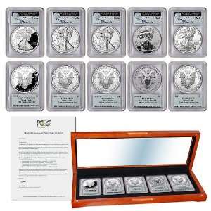 2011 5 piece Handsigned PCGS 70 25th Anniversary Silver Eagle Coin Set 