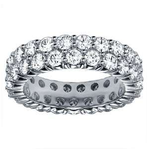   TW 2 Row Diamond Eternity Wedding Band in Platinum   Size 6.5: Jewelry