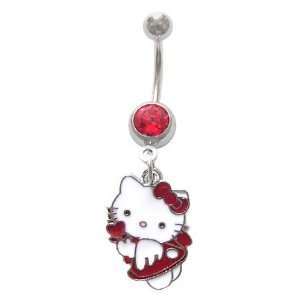  Hello Kitty Red Angel fly dangle Belly navel Ring piercing 