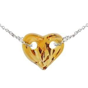  LALIQUE Mini Entwined Hearts Necklace Amber Jewelry
