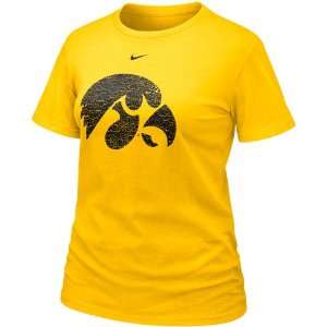   Iowa Hawkeyes Ladies Gold Frackle Blended T shirt: Sports & Outdoors