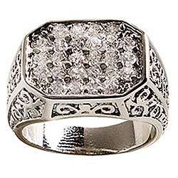 14k White Gold Overlay Pave CZ Mens Ring  Overstock