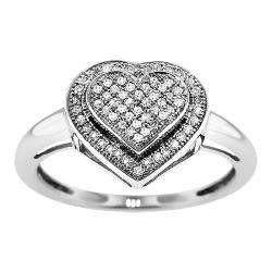   Silver 1/4ct TDW Diamond Heart Ring (I J, I2 I3)  