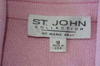 St. John Collection Pink & Leopard Suit Jacket Blazer Santana Knit Sz 