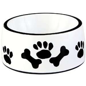   : Creature Comforts Round Dish   Medium   Black & White: Pet Supplies