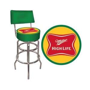  Miller High Life Padded Bar Stool with Back: Sports 